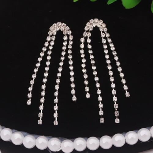 Rhinestone Tassel Long Drop Earrings Women Simple Cold Wind Zircon Crystal Earring Wedding Jewelry Valentines Day gift