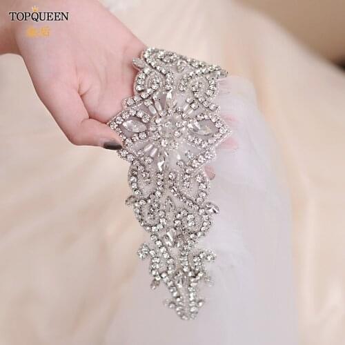 TOPQUEEN VS26 Bridal Veils Wedding Crystal Beaded Veil with Crystal Rhinestone Edge Bridal Veil with Headband Shiny Veil