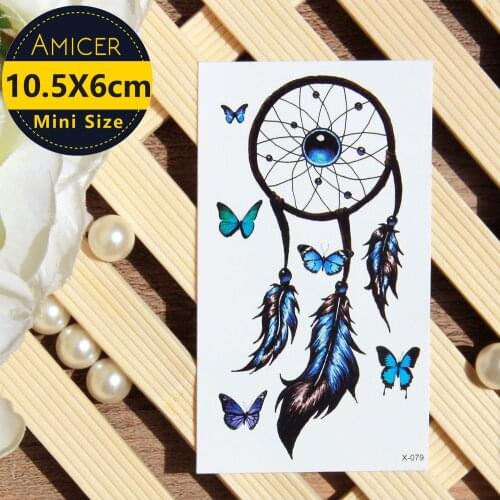Waterproof Temporary Tattoo Sticker Colorful Dreamcatcher Butterfly Dream Catcher Tattoo Water Transfer Fake Tattoo Flash Tattoo
