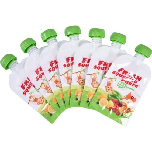 High Quality Baby Reusable Safe And Secure Food Supplement Bag Homemade Puree Portable Fruit And Vegetable Food Pouch 8 Pack