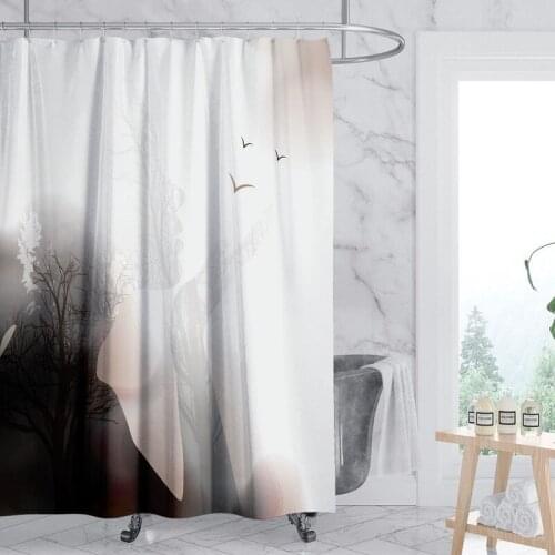 Polyester Curtain Bathroom Waterproof Shower Curtain Home Decor Curtains for Living Room Bedroom High Shading with 12pcs Hooks