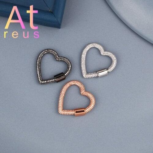 3Color Heart Shape Clasps Hooks Copper Micro Pave Zirconia New Jewelry Making Supplies DIY Bracelet Necklace Handmade Jewelry