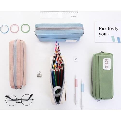 1pcs Pencil Case Large Capacity Student Stationery Creative Pencil Case Simple Retro Multi-layer Stationery Storage Box