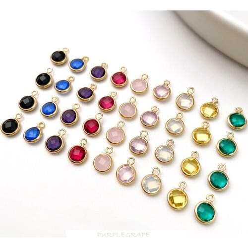 18K gold colored glass crystal pendant homemade bracelet ornaments diy earrings accessories necklace jewelry materials