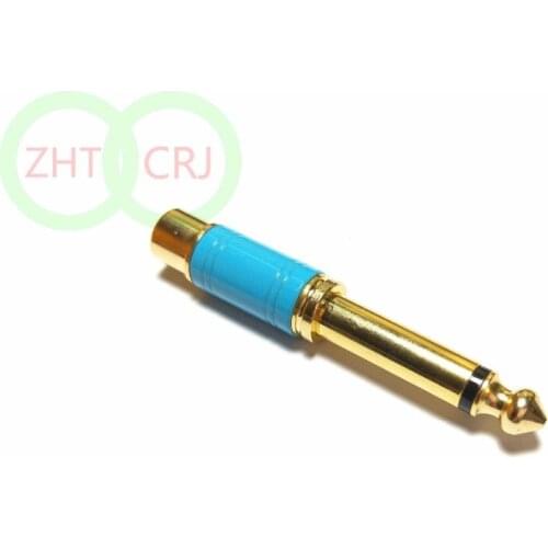 20pcs blue brass 6.35mm (1/4 Inch) Mono Plug to RCA female ADAPTER