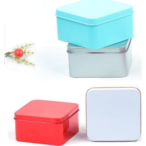 200pcs/lot 8.5*8.5*4.5cm Tea Biscuit candy boxes Wedding Favor Iron Box with Window Sundries Tin Box Organizer Container