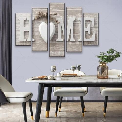 5 Pieces Letter Canvas Painting Love HOME Wall Art Print Pictures for Interior Home Living Room Bedroom Decoration painting Post