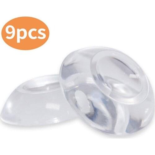 9pcs Round Silicone Door Stoppers Transparent Wall Protector Door Handle Bumpers Security Anti-collision Shock Absorber