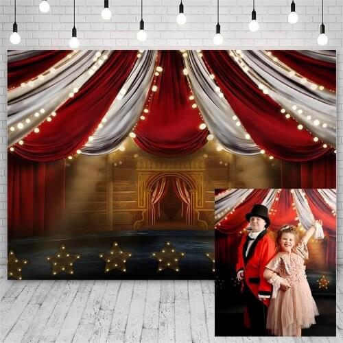 Avezano Birthday Party Backdrops Circus Tour Stage Lights Red Curtain Decor Banner Photography Background Photo Studio Photozone