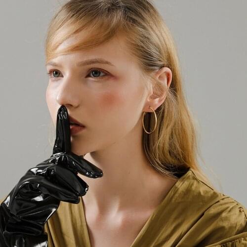 Large Circle Hoops Earrings Stainless Steel Golden Color Minimalism Women Jewelry