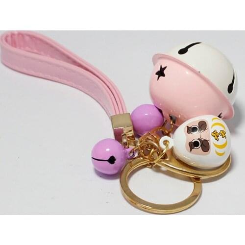 1x 40MM Big Bell Keyrings Daruma Doll Good Luck Jingle Bell Charms Pendant Key Chain