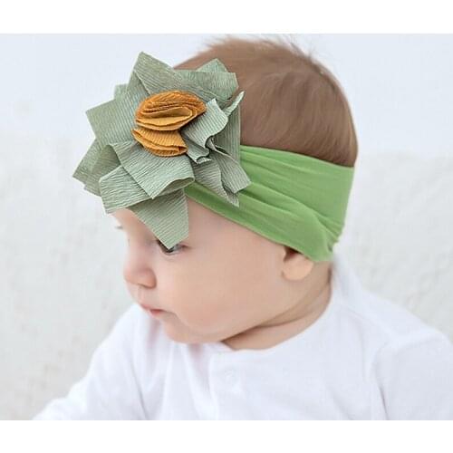 Baby Headband Flower Wide Headwrap For Girls Nylon Turban Newborn Traceless Hairbands Infant Hair Accessories New Trand