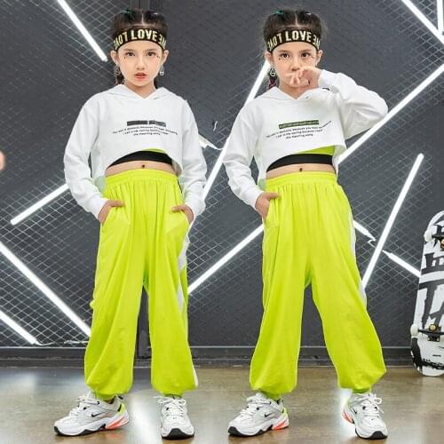 Kids Stage Show Outfits Clothing Crop Hoodie Tank Tops Streetwear Cargo Pants For Girls Jazz Hip Hop Dance Wear Costume Clothes