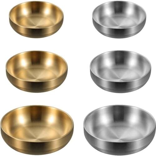 Double Layer Rice Bowls Stainless Steel Bowl Metal Ice Cream Soup Bowls Heat Insulated Mixing Bowl For Kitchen Flatware