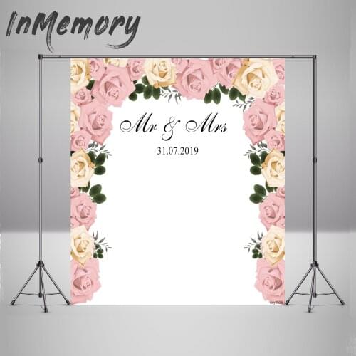 Customized name Wedding Backdrops for photography portrait Flower photocall background for photo studio 10x10ft
