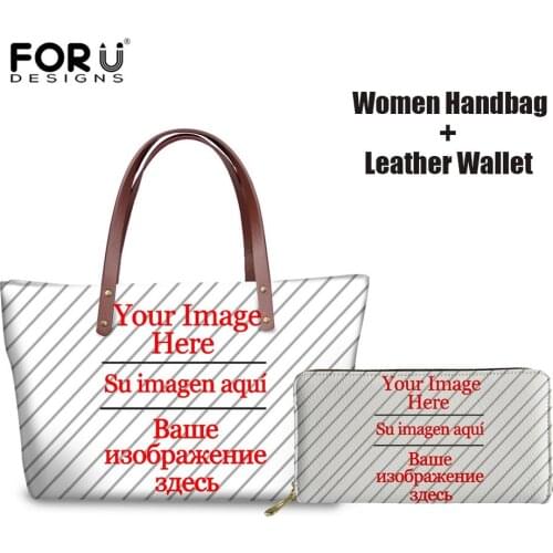 FORUDESIGNS Women Large Handbag With Long Wallet Customized Image Creat Your Own Style Women Shoulder Bag Outdoor Shopping Bag