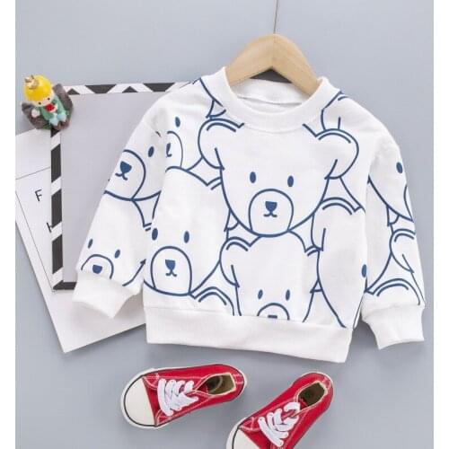 New Boys Girls Long Sleeved T-shirt Summer Shirt Childrens Baby Cotton Kids Children Clothing Printing Bears T-shirt Top Tees