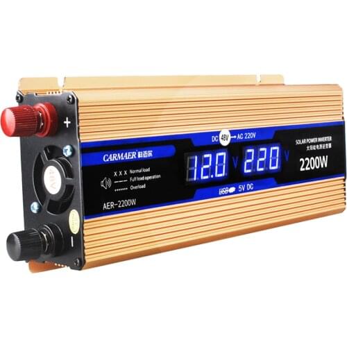 DC12-48V to AC220V Pure Sine Wave Power Inverter Voltage Converter with USB Charging Ports Camping Outdoor
