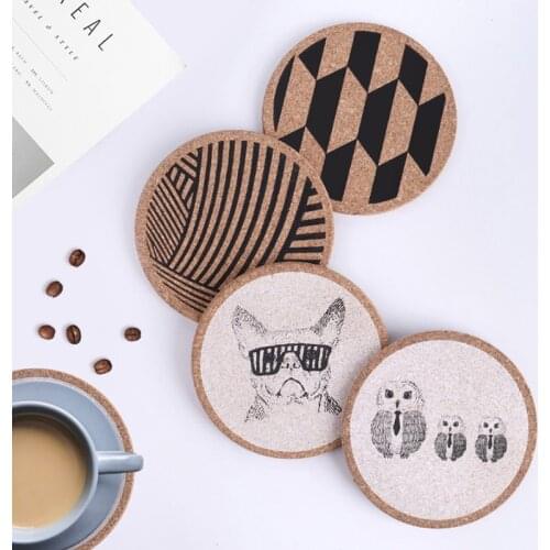 Cork Drink Coasters Tea Coffee Absorbent Round Cup Mat Table Decor Home Non-slip