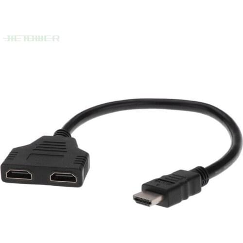 Male To Double Female Adapter Cable 1 In 2 Out HDMI Converter Connect aux Cable Cord HDMI 2Dual Port Y Splitter 1080P HDMI