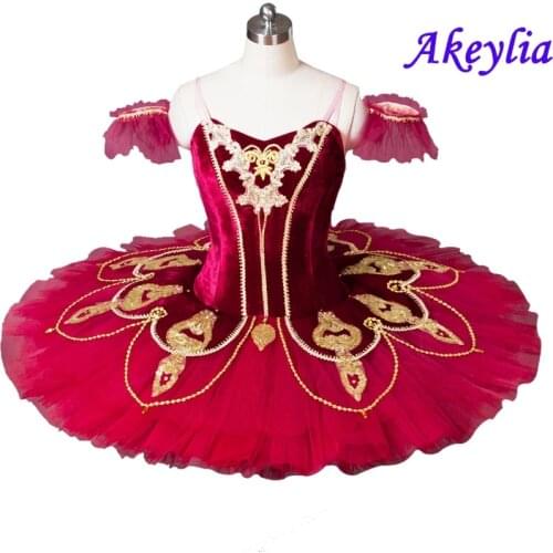 Red Professional Ballet Tutu Paquita Costume Girl Pancake Ballet Tutu Costume Dance Troupe Performance Tutu Don Quixote Spanish