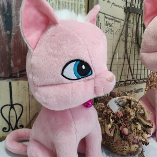 Lovely plush pink cat stuffed bell cat soft big face cat for gift baby toy