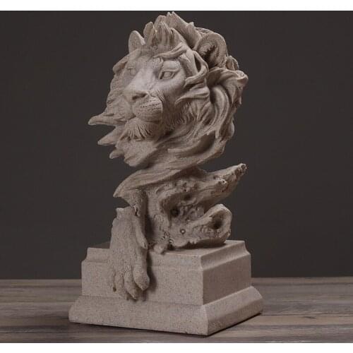 New Fashion Creative Soft Decoration Lion Head Sculpture Model Animal Furnishing Living Room Office Desktop Decoration Crafts