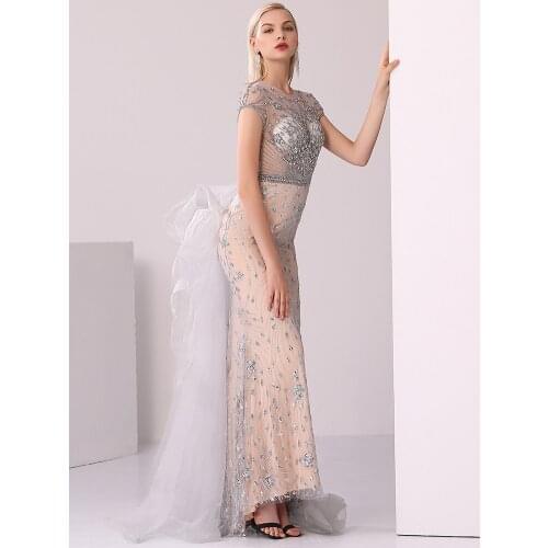 2019 new arrive evening dress long style pink color fashion dress evening dresses evening wear