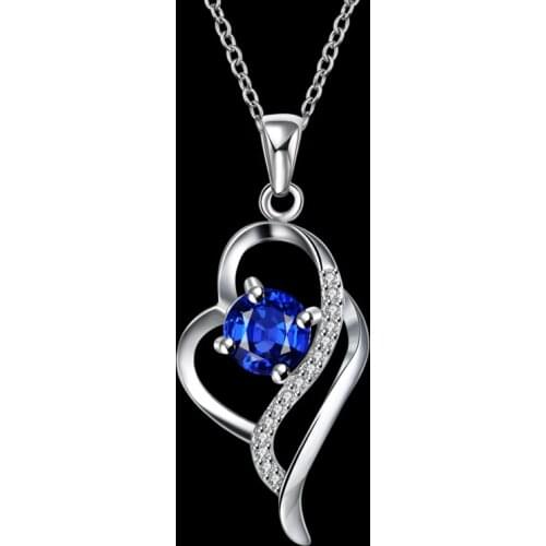 New Silver Color Blue White Cubic Zirconia Jewellry Womens Necklace Pendant Charm Pendant AP2058