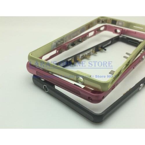 Genuine New Middle Frame Bezel Plate Metal Housing Cover + Dust Plug for Sony Xperia Z1 Compact mini D5503 +Power Volume Button