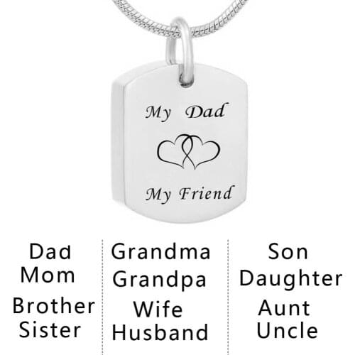 My Dad Mom Friend Carved Cremation Ashes Necklace Urn Pendant Pet Keepsake Ash Holder Cremation Jewelry for Ashes