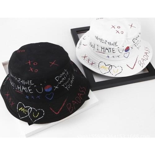 Printed Harajuku Womens Bucket Hat Summer Hip Hop Bob Hat Womens Summer Fisherman Cap Outdoor Sun Caps for Men