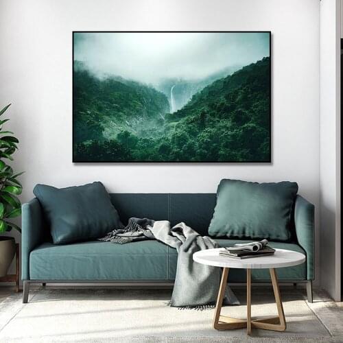 Green Mountain Wall Art Oil Painting on Canvas Posters and Prints Mordern Landscape Pictures for Living Room Home Decoration