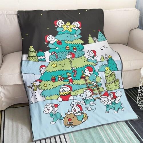 Snowflake Snowman Throw Blanket Velvet Fleece Soft Warm Xmas Christmas Tree Gift Plush Bedspreads For Kids Beds Sofa Car Cover