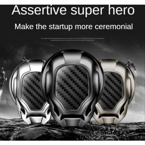 (Black)Car One Button Start Button Switch Decorative Protection Cover Iron Man Interior Starting Ring