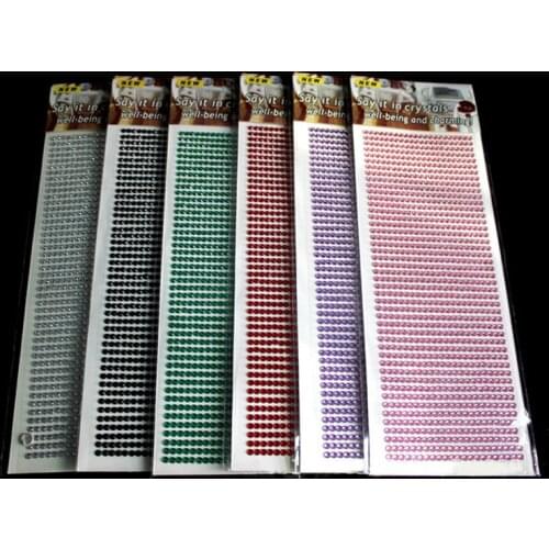 1040pcs/set 3mm Self Adhesive Acrylic Rhinestone Diy Phone PC Decal Art Bling Crystal Stickers Scrapbooking Wall Car Sticker