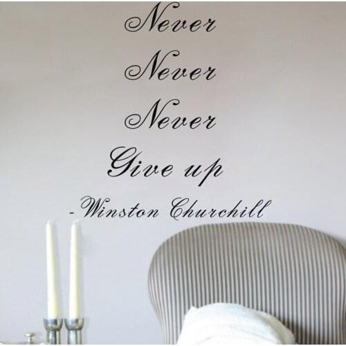 Removable vinyl wall sticker never give up Inspirational quotes stickers wall decor decals q0099