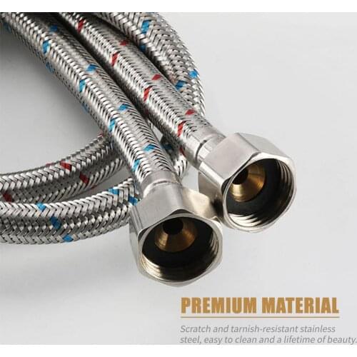 Sink Faucets Hoses Water Tap Inlet Hose Stainless Steel Wire Lengthened Long Soft Connection Fittings Faucet Hot and Cold Hoses