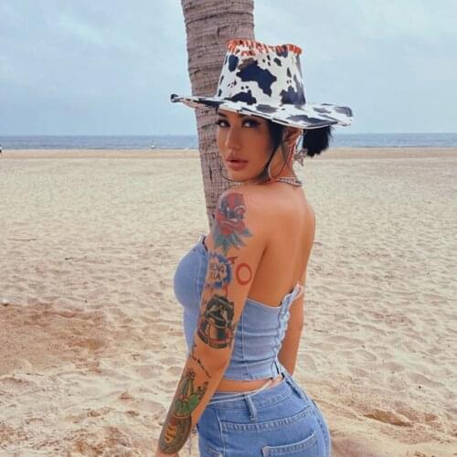 New Autumn and winter Hot girls hats Western Style Tiara Cowgirl Hat for Women fedoras leather pink cowboy hats Cow pattern Cap