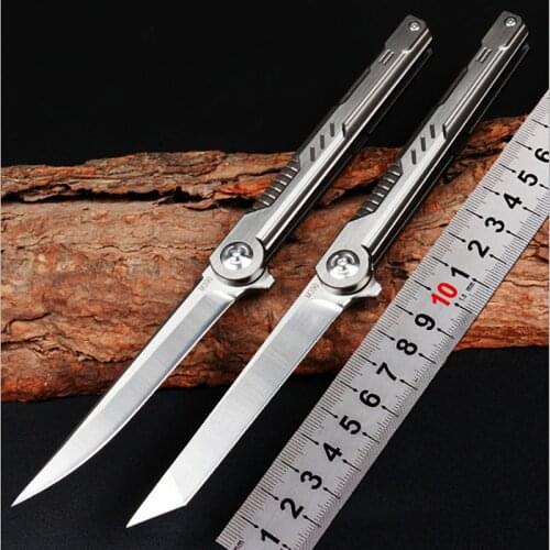 Folding Knife D2 Blade Pocket Camping Survival Hunting Knives Flipper Titanium Handle Tactical Utility Fruit Kithen EDC Tool