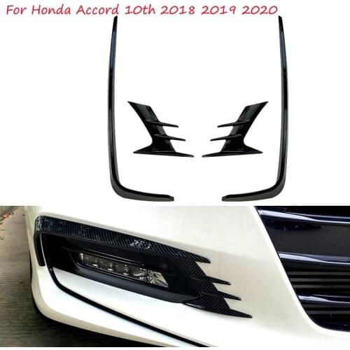 Car Front Bumper Spoiler Spoilers Fog Lights Decorative Cover For Honda Accord 10th 2018 2019 2020 Carbon Fiber Accessories