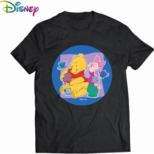 Womens T-shirts Disney Pooh Bear Ulzzang Fashion Winnie Oversized Cartoon White Kawaii Tops Crop Teens For Girls Family Look