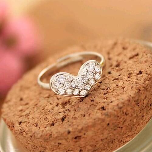 Sweet Heart Full Shiny Crystal Love Rings for Women Fashion Ring