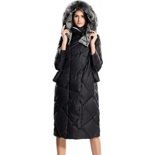 Slim Hooded Women Long Down Coat Winter Coat Long Down Coat Light Down Jacket With Fur Trim