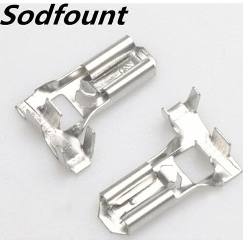 100pcs 6.3 the plug spring insulated terminal cold terminal Flag L Shape plug spring terminals with lock