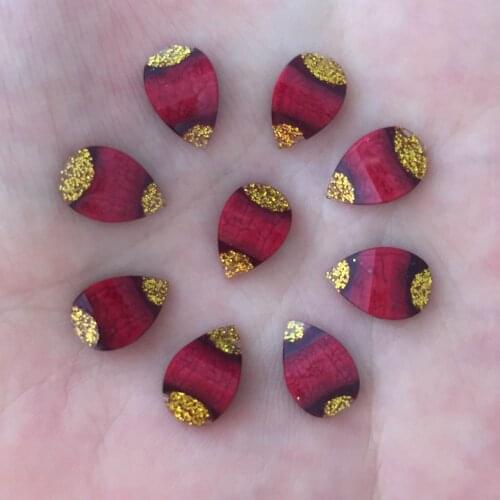 100PCS Shiny Resin Gold Dust 8*12mm Drop Flatback Stone Scrapbook Wedding DIY W006*2