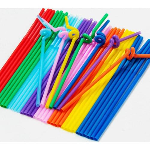 100 Pieces Extra Long Flexible Plastic Straws Party Bar Drinking Supplies