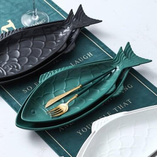 15inch Creative Fish-shaped Tableware Fruit Salad Plate Table Decoration Hotel Service Tray Kitchen Storage Supplies Sushi Plate