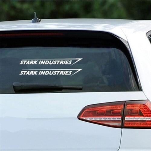 2Pcs Stark Industries Car Sport Racing Body Stripes Stickers Vinyl Decals Black White Car Exterior Decoration