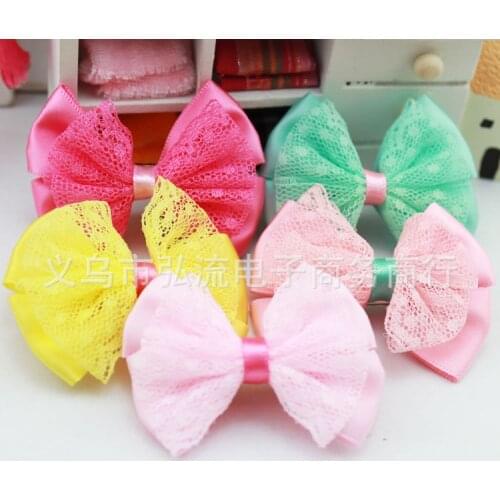 2015 Cute Pet hair Clips Lace Bows Topknot for Dogs Cats Pet Grooming Products accessories for animals 100pcs/lot